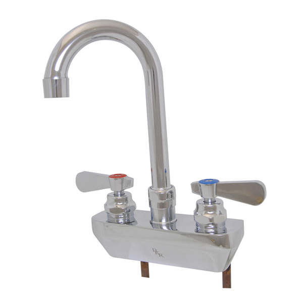 Bk Resources 4" O.C. OptiFlow shallow splash mount Faucet, W/8" Gooseneck Spout BKF-4SM2-8G-G